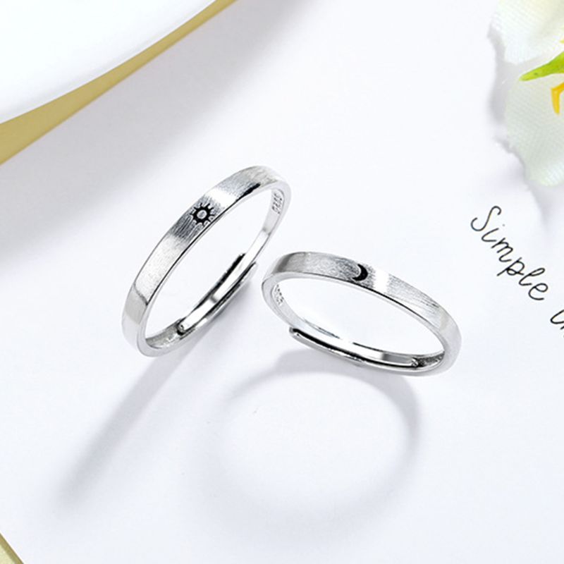 Sol og måne elsker par ringe sæt simple mænd kvinder ring forlovelse bryllup smykker