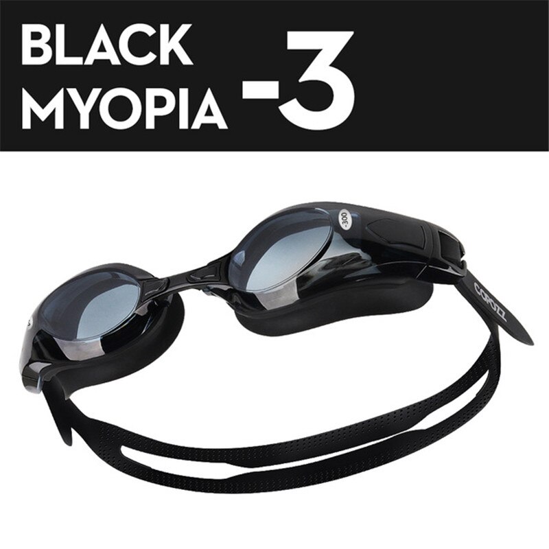 Copozz Zwembril Bijziendheid Anti Fog Uv Protecion Ondersteuning 0 -1.5 Tot-5 Zwemmen Bril Dioptrie Fit Voor volwassen Mannen Vrouwen: Myopia Black -3