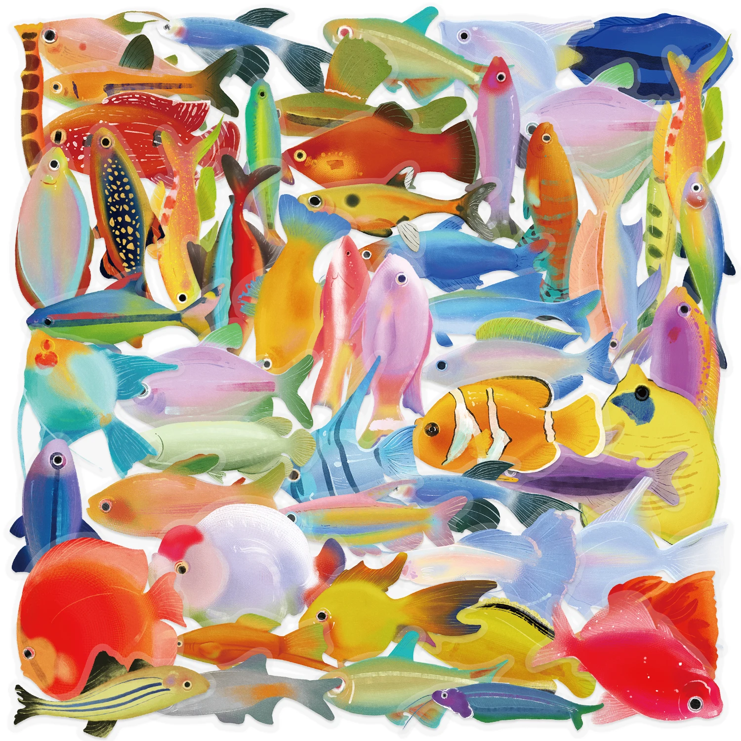 50 stks Cartoon Zeedieren Vis Stickers Vissen Box Koffer Laptop Gitaar Skateboard Fiets Diy Decoratieve Huisdier Stickers ﻿: Default Title