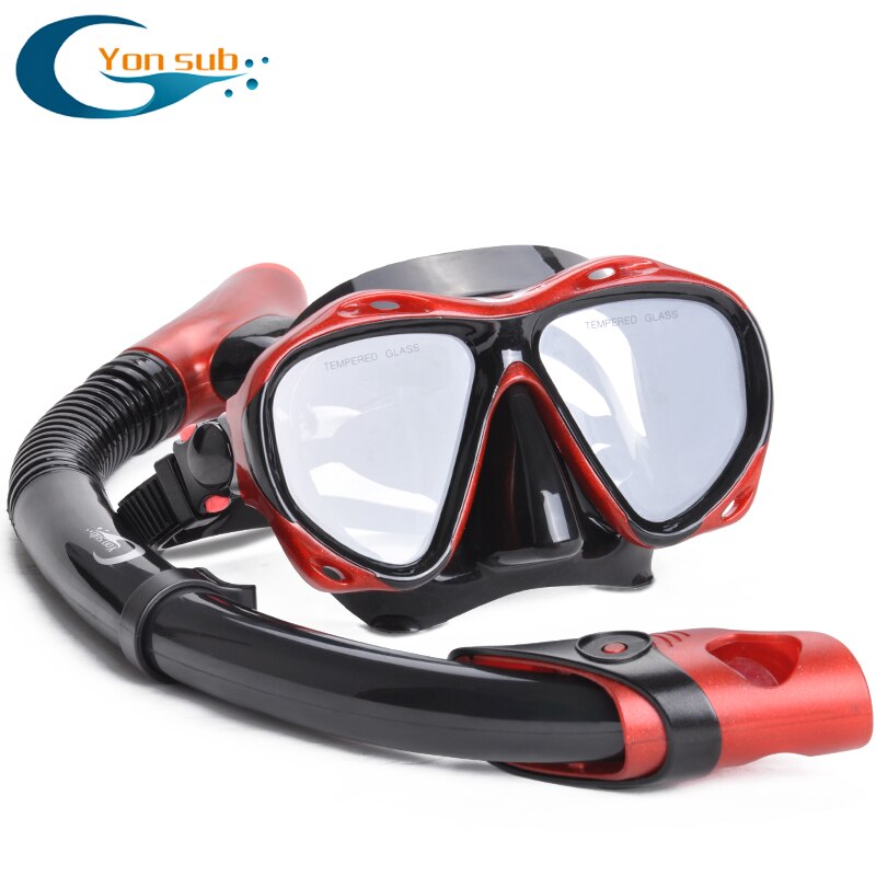 YONSUB myopia tempered dive optical lens mask scuba diving mask snorkel set underwater anti fog and tube diving equipment