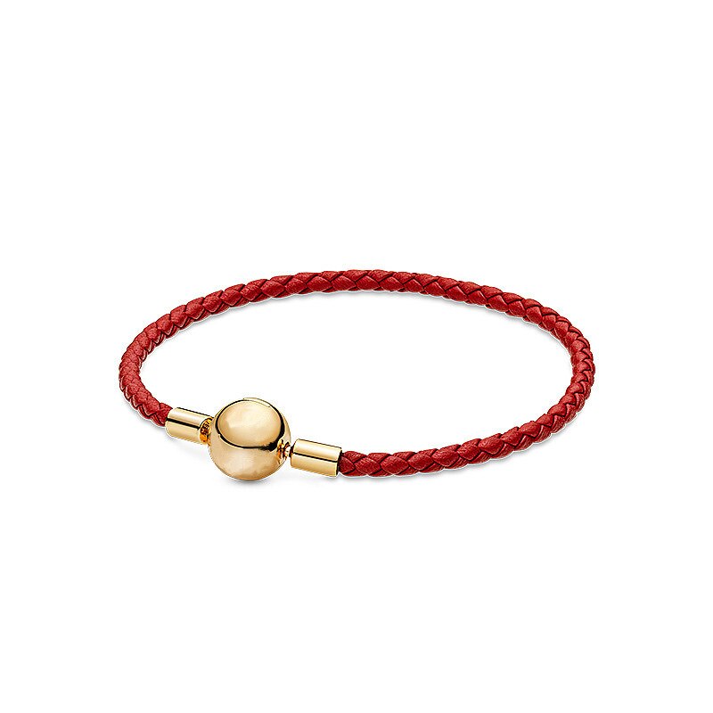 3mm Charm Seashell marine round beads Original Leather Bracelet Jewelry Women&#39;s: Red / 20cm