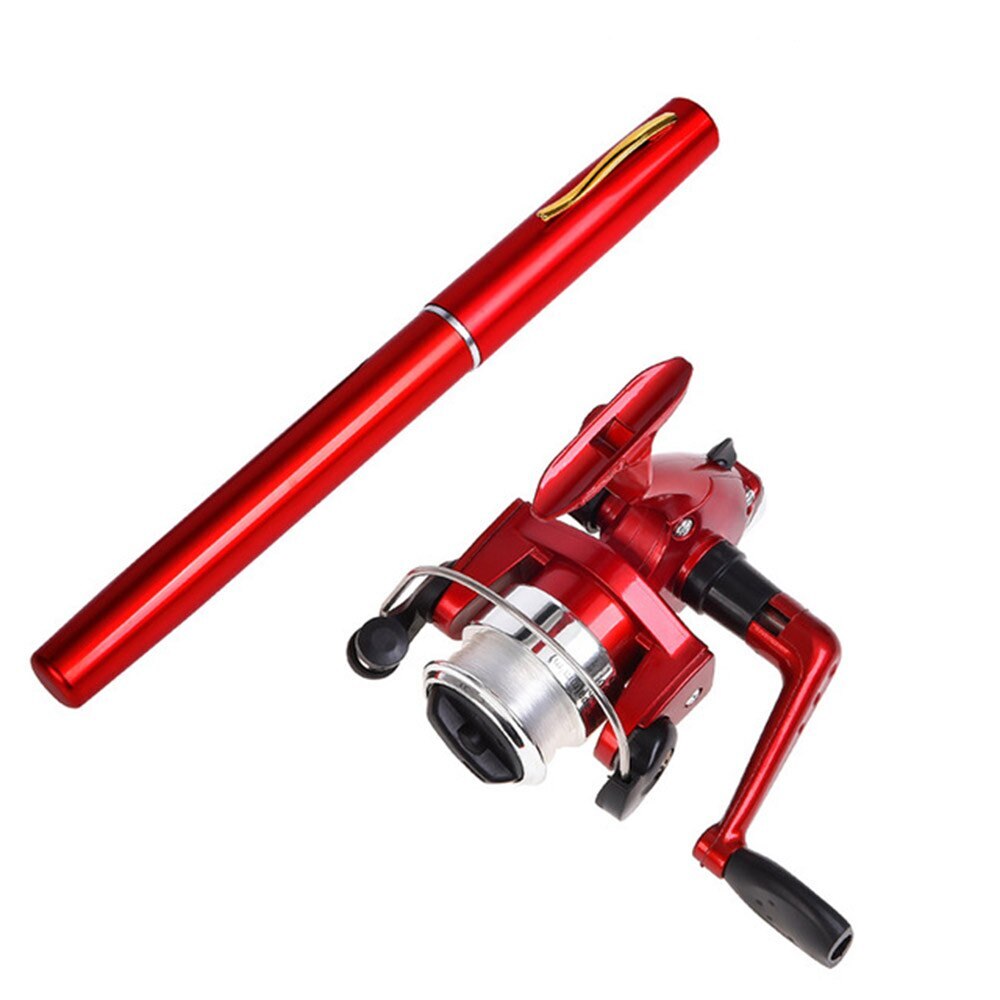 Mini pen uiterlijk vishengel draagbare roterende wiel vishengel 1 stuk winter outdoor vishengel visaccessoires&: Lichtgrijs