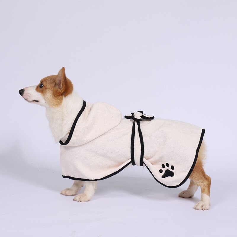 Albornoz absorbente de secado rápido para perro, toalla supercálida para perros pequeños, medianos y grandes, de microfibra, para mascotas, XS-XL: Creamy-white / XS