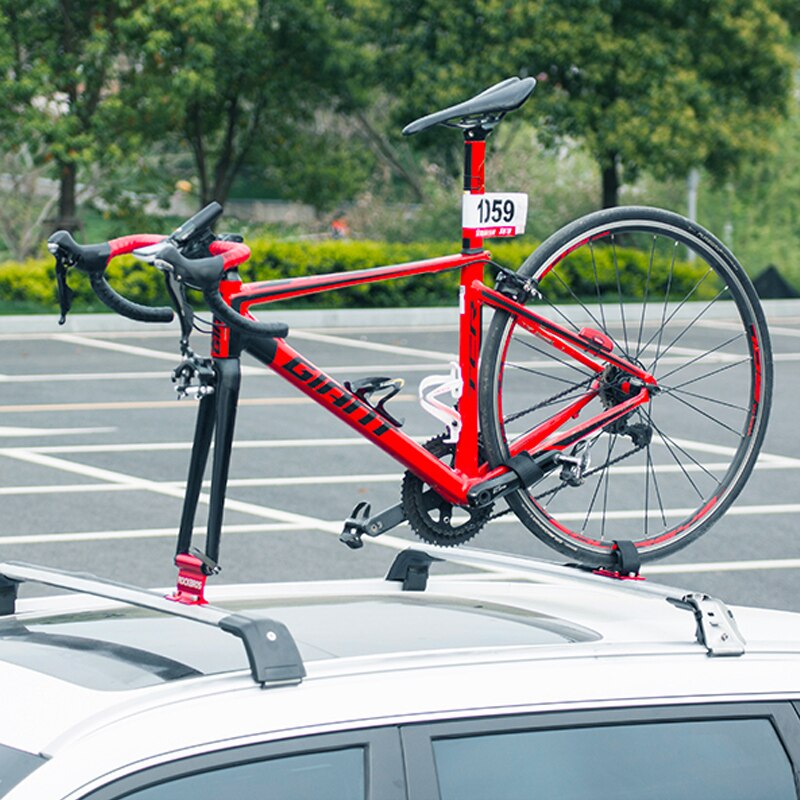 Rockbros tagmonteret cykelstativ til suv bil med bagagebærer mtb cykel cykel bil tagbærer gaffelmonteringsstativ universal