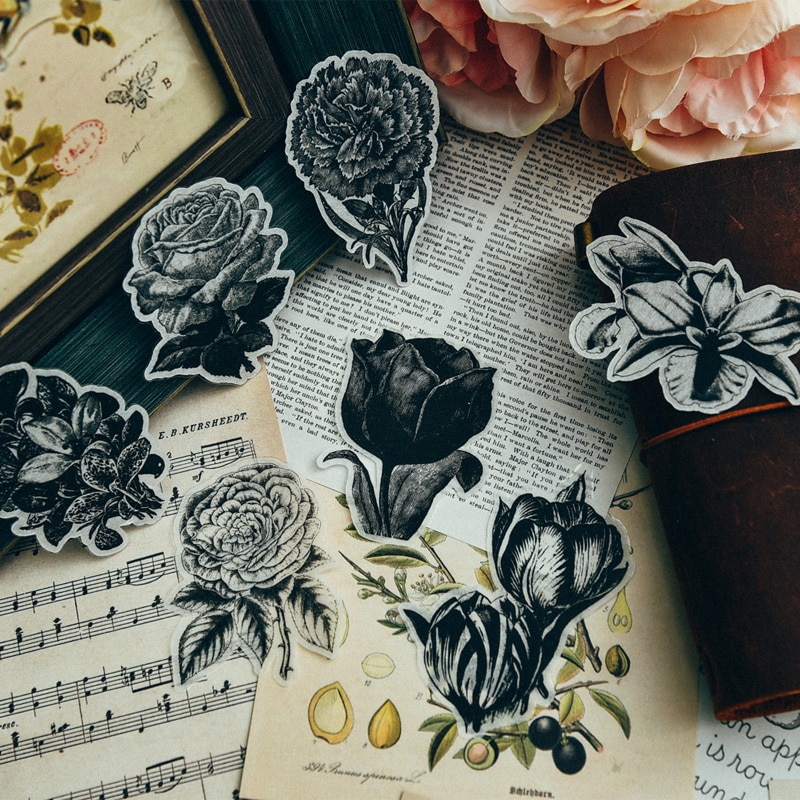 Black Flower Stickers for Scrapbooking DIY Projects/Photo Album/Card Making Crafts