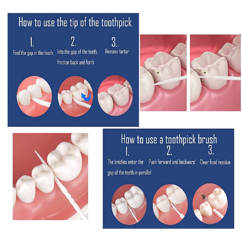 200Pcs Plastic Tandenstokers Tanden Borstel Tool Double-Ended Tandenstoker Interdentale Tandenstokers 2 Manier Tandenstoker Voor Oral Care