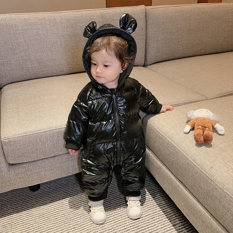 Infant Baby Boys Girls Winter Snowsuit Romper Hoodied Footie Outwear 0-12Month Baby Jumpsuit Down Coat Jacket