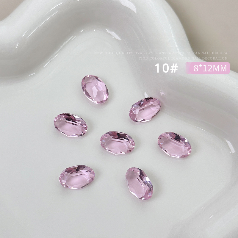 10 Uds. De joyería de cristal ovalada grande para uñas, abalorio inferior puntiagudo, decoraciones de diamantes, adornos de manicura de alta transparencia de lujo: Color vino