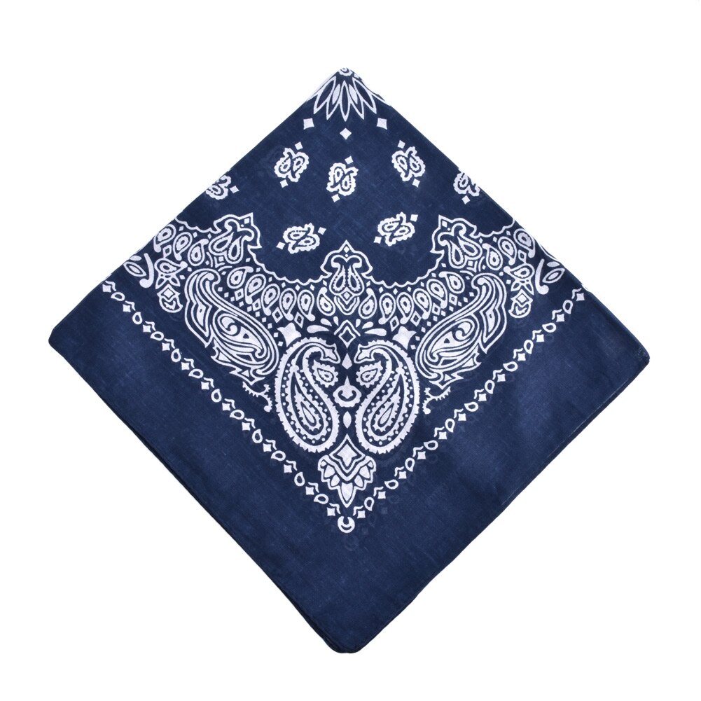 Easehut Vrouwen Mannen Vierkante Sjaal Paisley Print Bandana Haarband Halsdoek Hip Hop Hoofddoek Unisex Hoofddeksels Cool Bandana: DARK BLUE