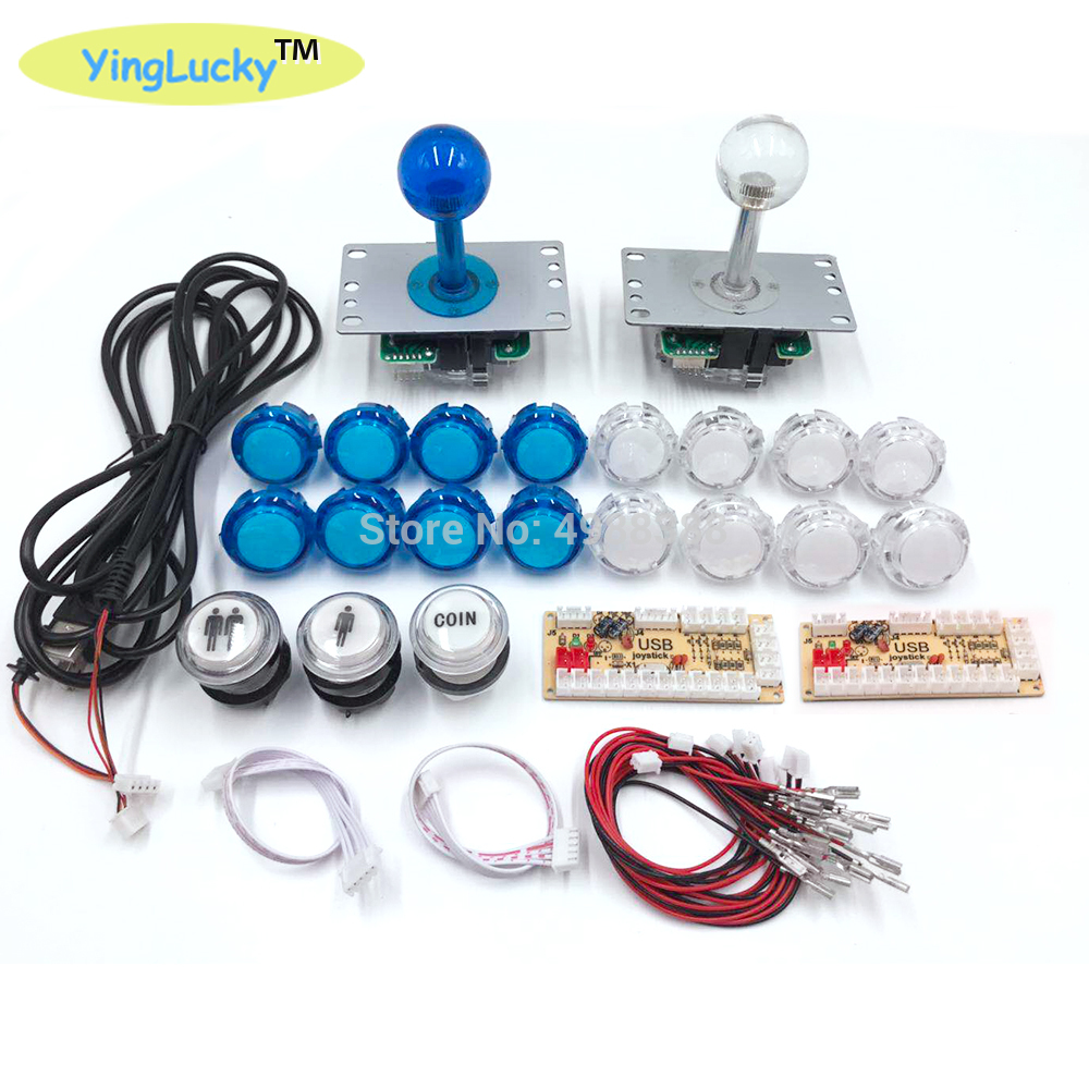Sanwa Joystick DIY Kit de cero retraso Arcade DIY Kit USB codificador PC Arcade Joystick Sanwa + Sanwa botones para arcade Mame: blue--white