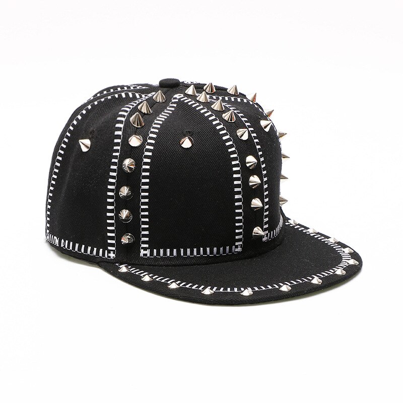 Punk stil sort forælder-barn hip hop hatte trend pin nitte kvast baseball kasketter til mænd kvinder street show afslappede hatte: D