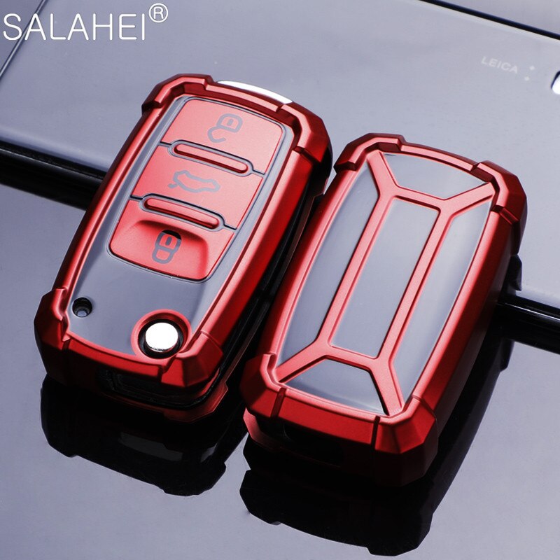 Funda protectora de TPU para llave de coche, accesorio para VW Volkwagen Polo Tiguan Bora Passat Golf 6 Lavida Scirocco Fabia: A-red