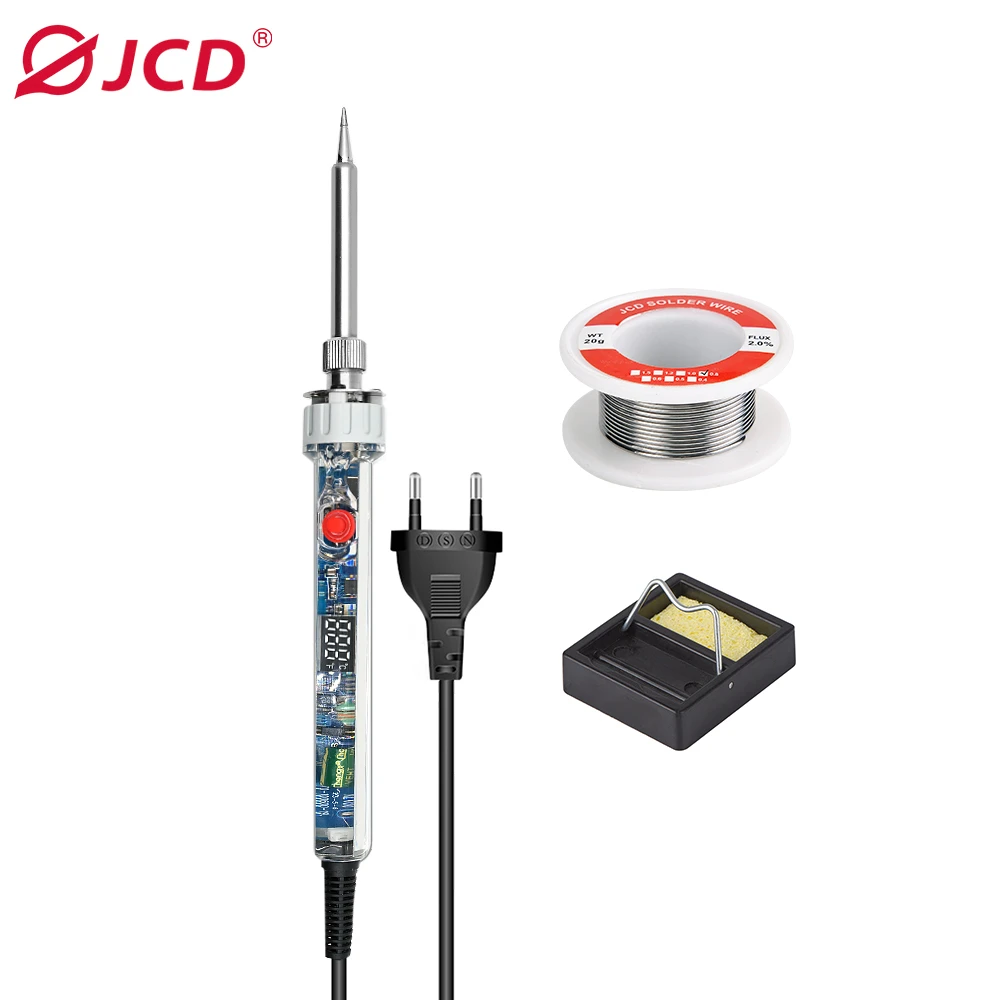 JCD 100W Electric Soldering Iron P907 110V 220V Adjustable Temperature LCD Digital Display With Switch Welding Repair Tools: LIGHT BLUE / Under 50W / us