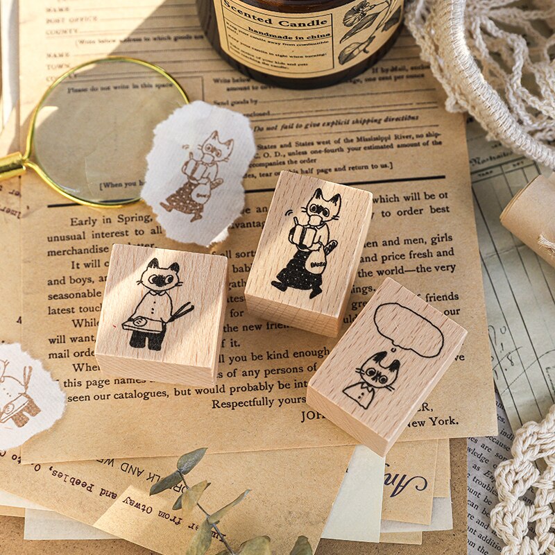 Gulee bakery Series Decoration stamp Cats wooden rubber stamps for scrapbooking stationery DIY craft standard seal