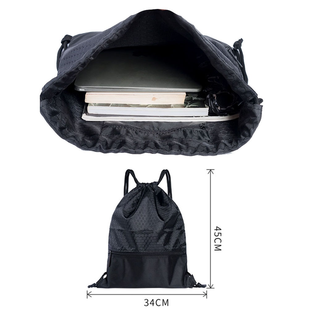Portable Drawstring Bag Students Backpack Waterproof Sports Riding Backpack Gym Drawstring Shoes Clothes Organizer Pack