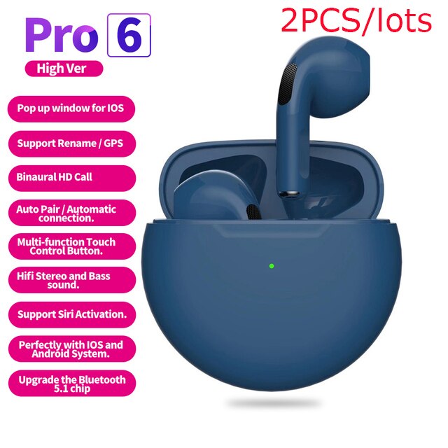 2pcs TWS Bluetooth 5.0 Earphones Charging Box Wireless Headphone 9D Stereo Sports Waterproof Earbuds Headsets With Microphone: I 2PCS