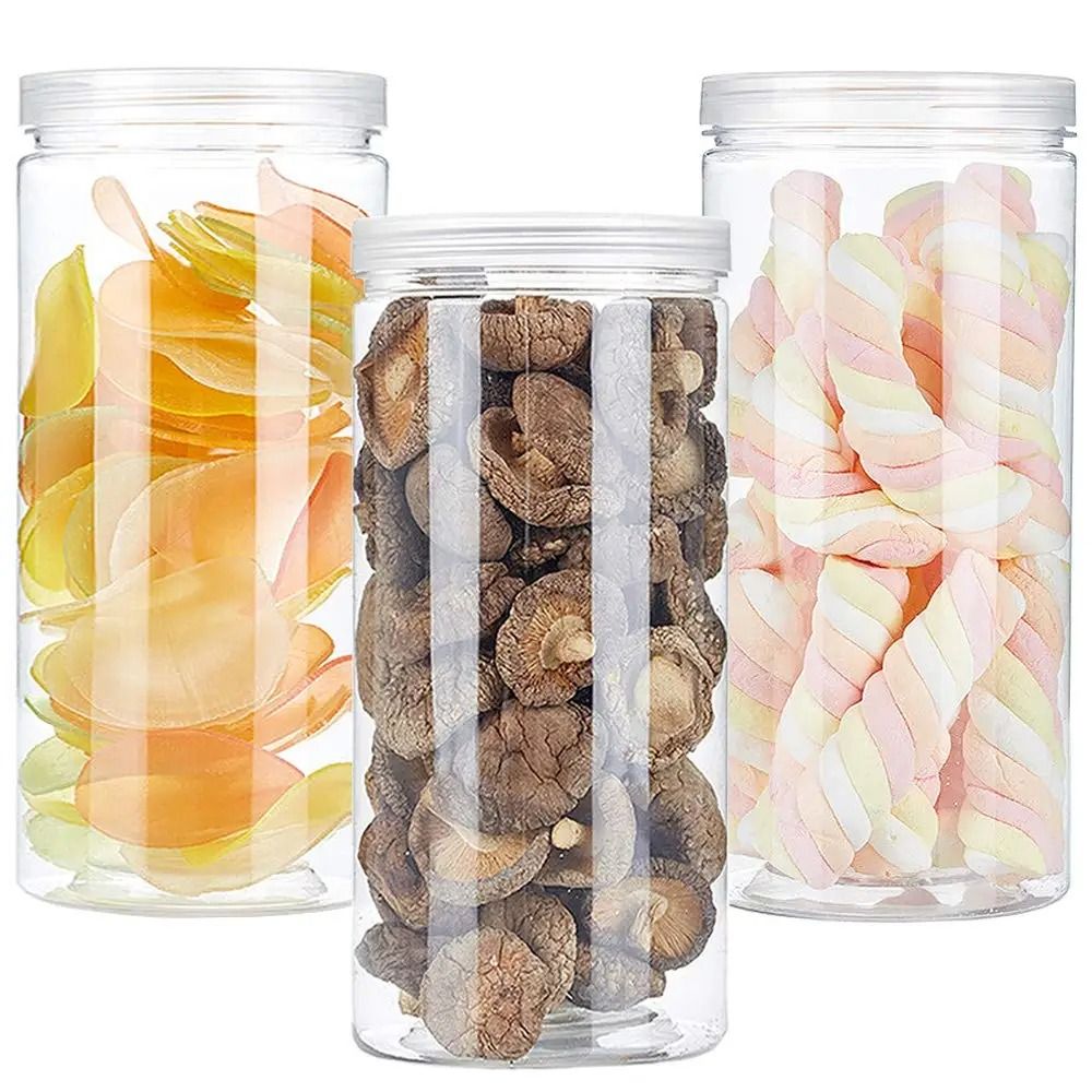 Bote sellado transparente con tapa, botella de embalaje vacía, tarro de plástico para alimentos, contenedor de almacenamiento de grado alimenticio, cubo Circular