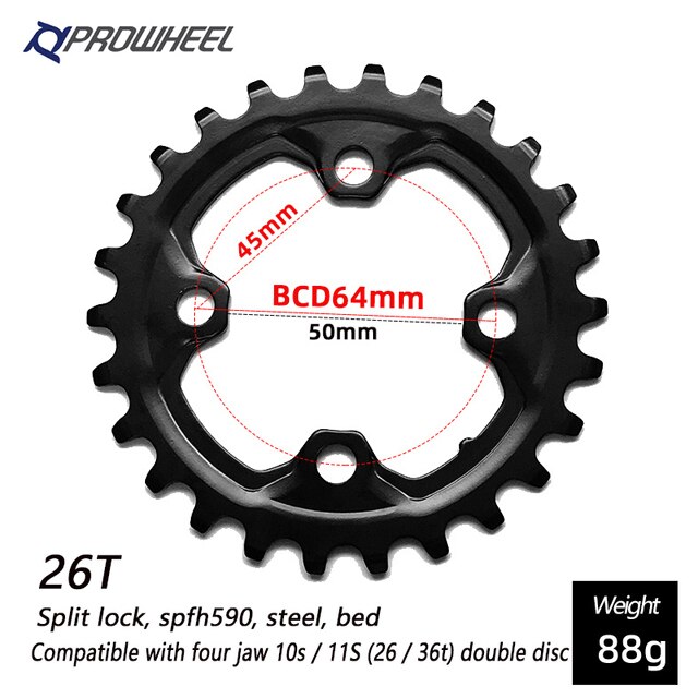 Prowheel 104/64BCD Mtb Fiets Tandwielen Dubbel Kettingwiel 26T 28T 36T 38T 10/11 Speed Kettingblad fiets Crankstel Tandplaat Onderdelen: 26T SPFH590