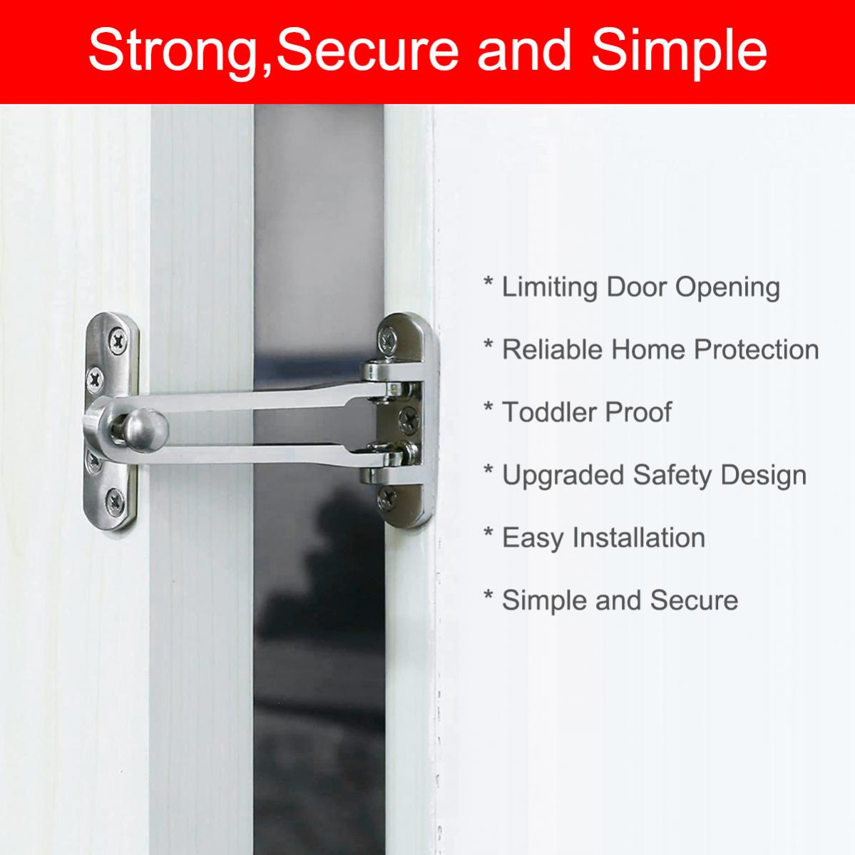Door Bolt Home Anti-theft Room Door Bar Zinc Alloy Door Lock Latch for Home & Hotel Security Door Chain Lock U Swing Front Door
