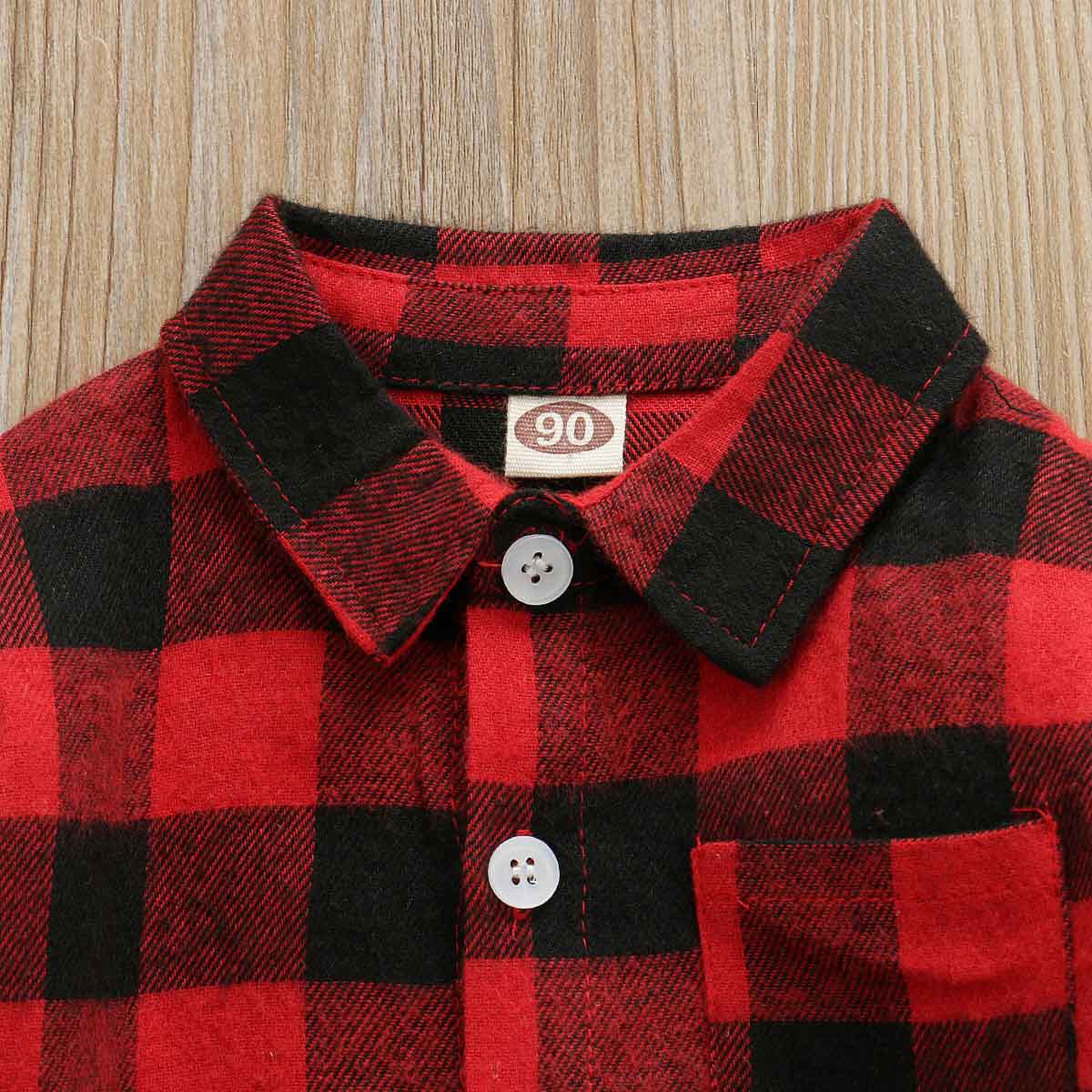 Toddler Long Sleeve Shirt Kids Baby Boy Girl Plaid Tops Autumn Winter Coat