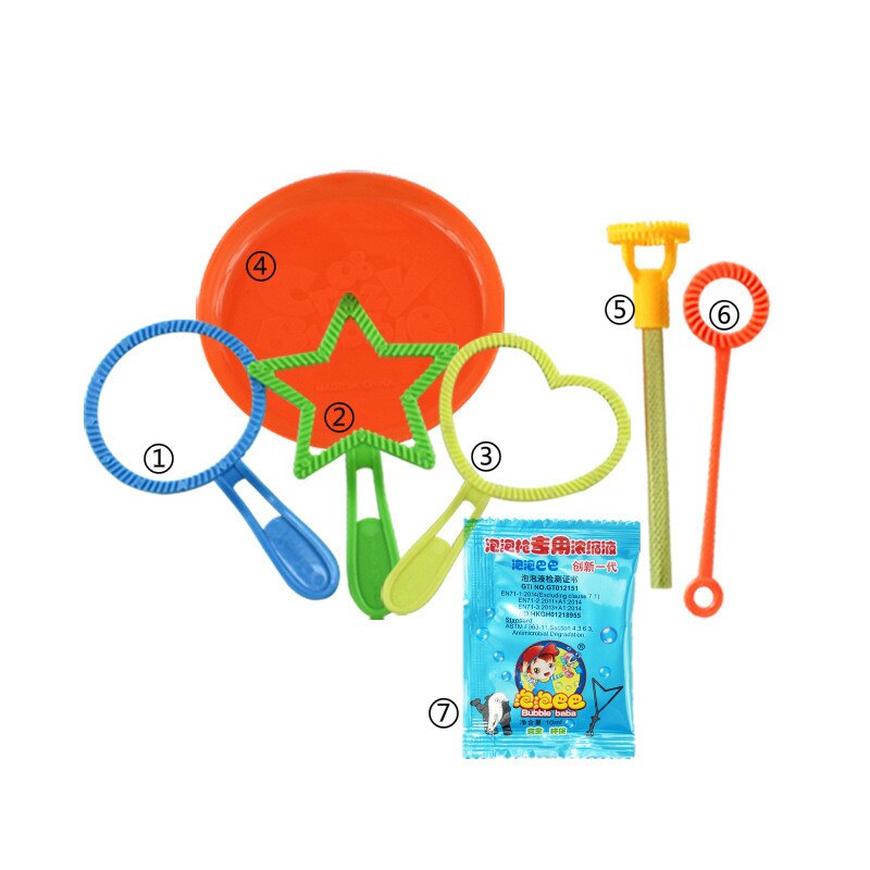 6 stk / sæt børn vandblæsende legetøj udendørs sjov sport sæbe blæser boble horn koncentrat stick bakke børn legetøjssæt: Tilfældig farve