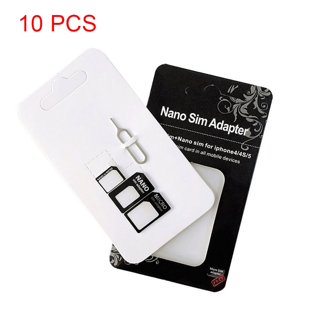 10 sets nano micro mini standaard simkaart adapterkits adaptergereedschap  hj55: Zwart