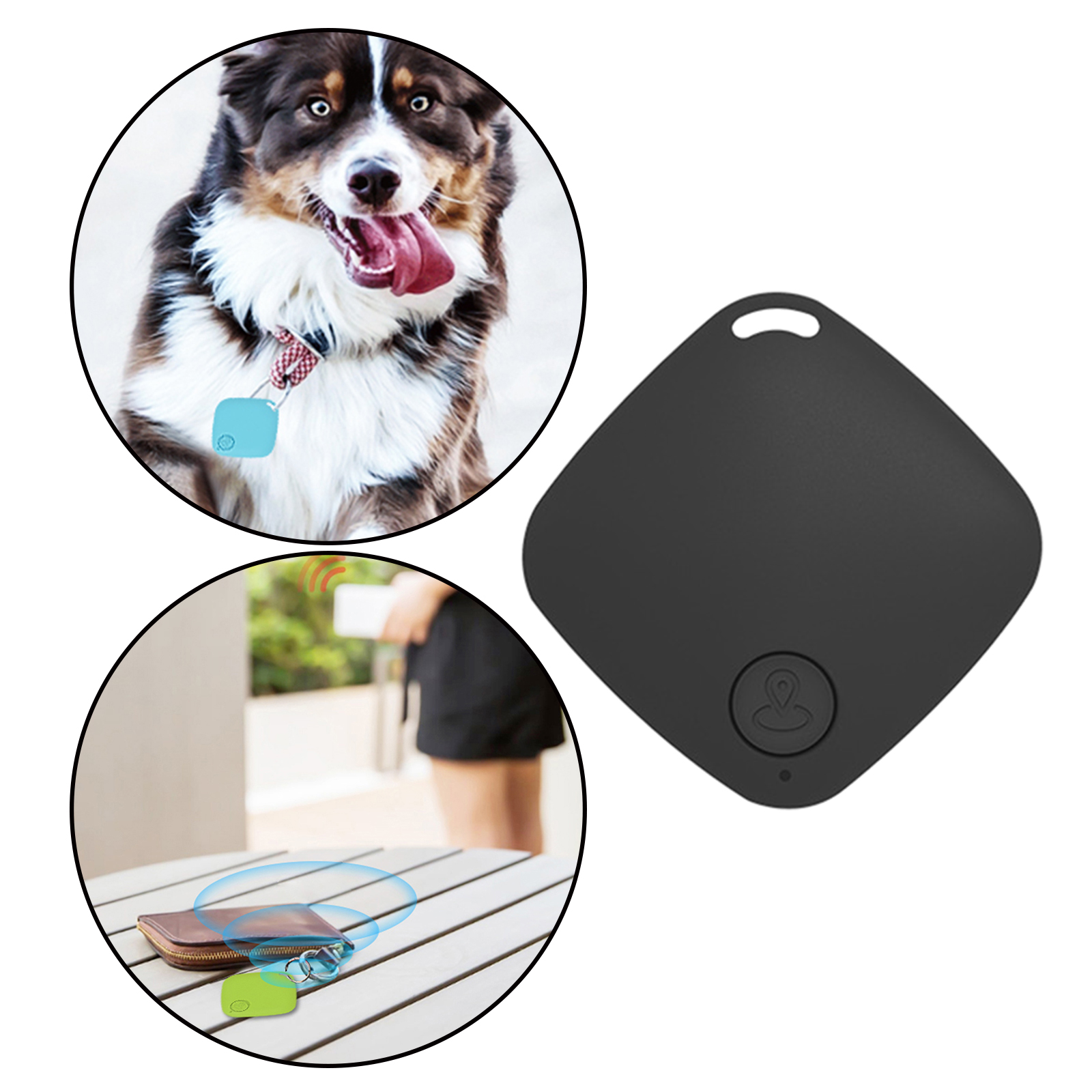 Wireless Bluetooth Tracker Anti Lost App Control Key Finder per motocicli tablet chiavi Pet Kids Small Thin Compact: Black