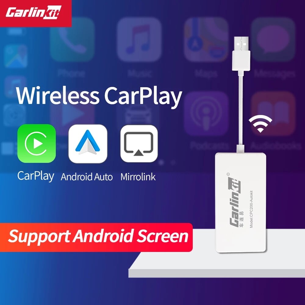 Carlinkit USB CarPlay Dongle/Android Auto para Android reproductor Multimedia Android iPhone Android teléfono inalámbrico Autokit blanco