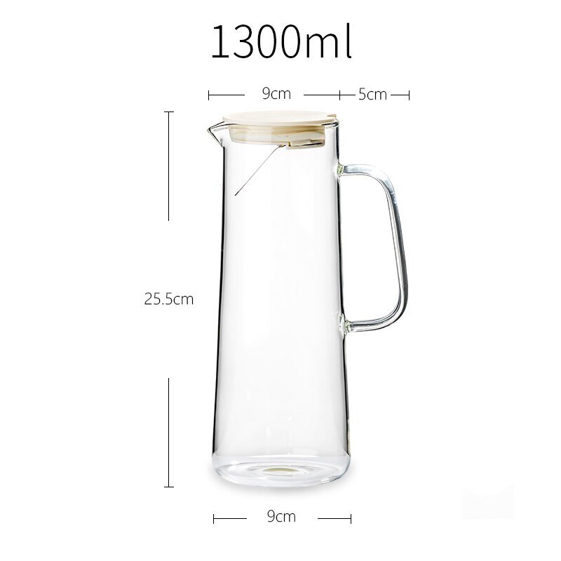Jarra de agua nórdica, vidrio de alto borosilicato, transparente, resistente a altas temperaturas, tetera fría filtrante: 1300ML White jag