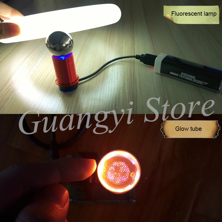 Red World's Smallest Tesla Coil One Watt Power Mobile Power Supply Technology Small Production(It Do Not Include the Power Bank)