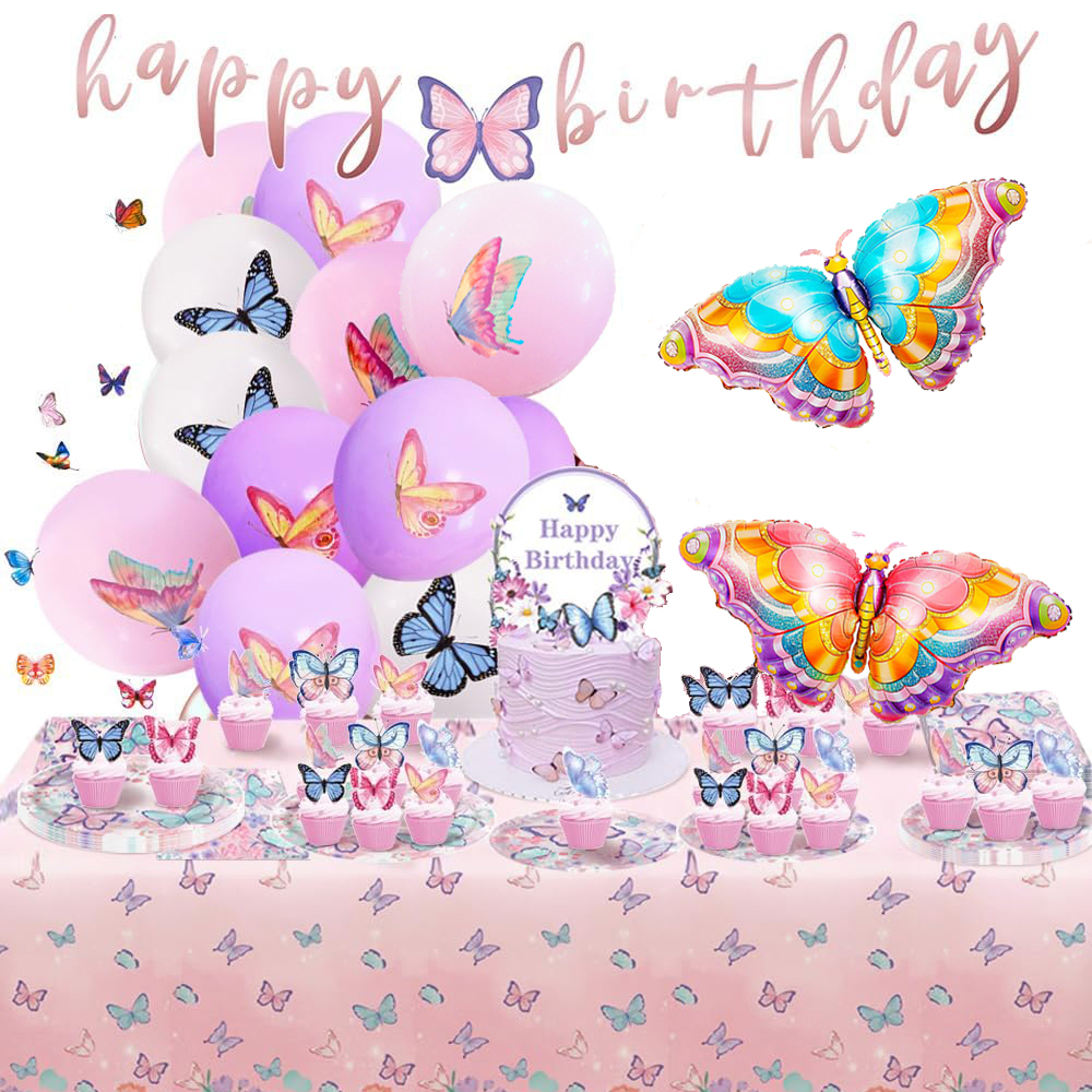 Vlinder Verjaardag Servies Borden Cups Folie Vlind... – LovingPrices, image size:1000x1000