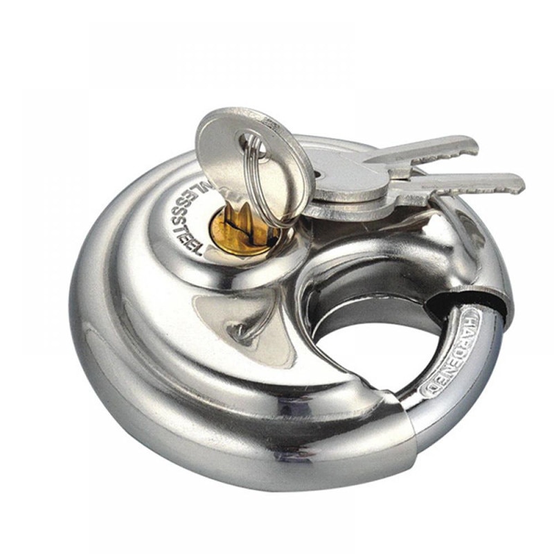 1PC 70mm Padlock Stainless Steel Armor Brass Cylinder Disc Door Round Lock Bicycle Anti-Theft Lock