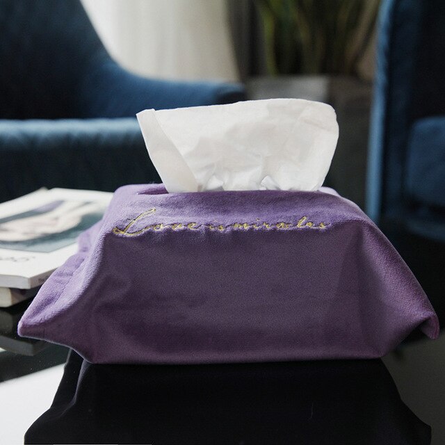 Nordic Embroidery Velvet Tissue Box Cloth Tissue Cover Home Car Pumping Storage Box Kitchen Desktop Decoration Organization: 14