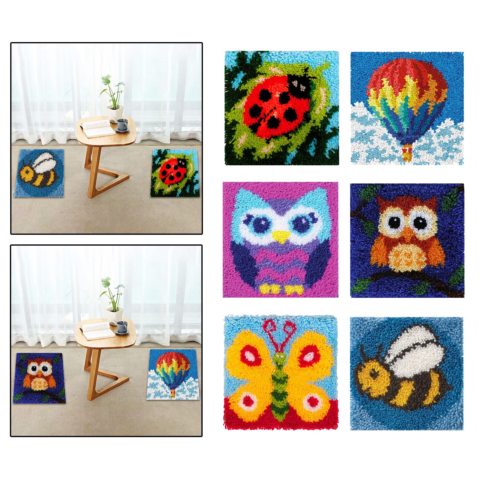 DIY Latch Hook Kit Rugs Carpets Cushion Embroidery Crochets Kit for Kids Adults Beginners