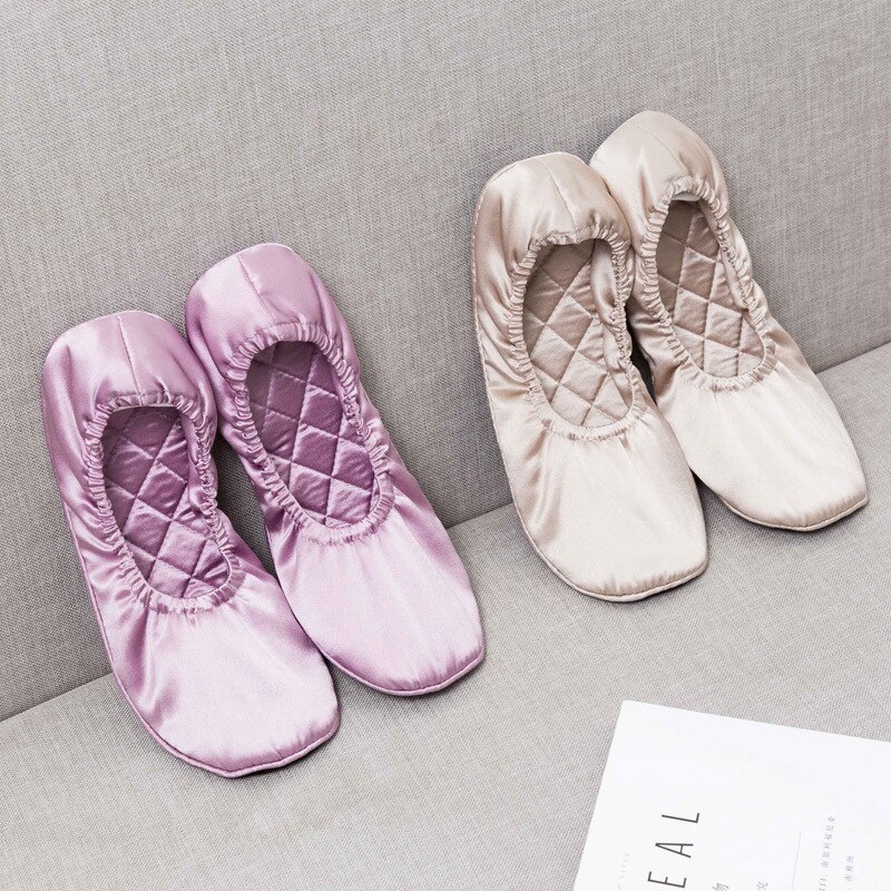19 Momme House Wear Silk Slippers for Indoors Ballet Shoes Comfortable ladies Shoes for travel floor slipper