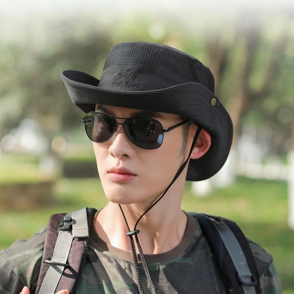 Chapeaux pour hommes et femmes Chapeau de pêche portable – Chapeau de soleil en maille respirante pour l'extérieur, la randonnée et la protection UV Léger pliable