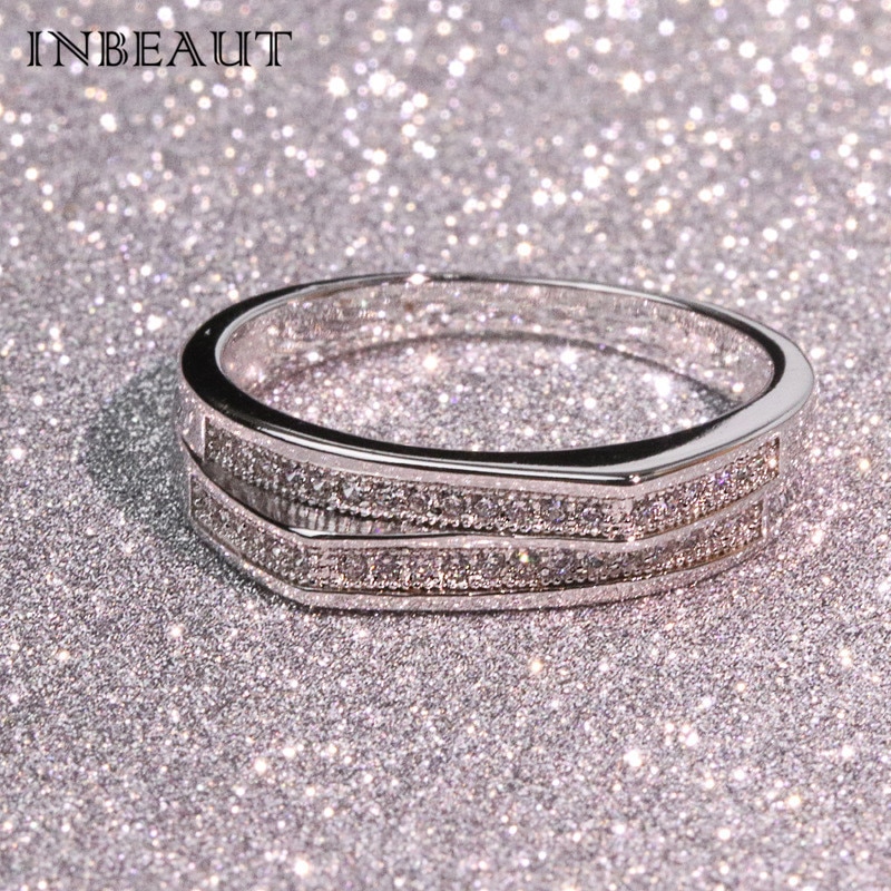 INBEAUT Doppel Split Crown Micro Runde Kubikzironia Party Ring für Frauen Trendy Besondere Liebe Ringe Elegante Schmuck