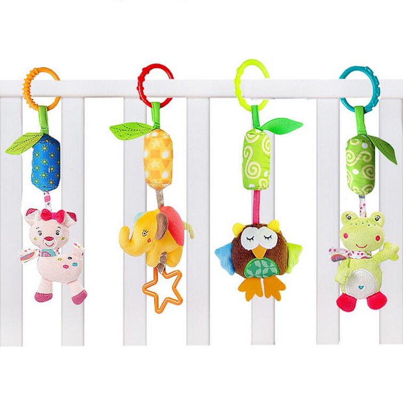 Baby Rattle Toys Bed Stroller Hanging Animal Musical Mobile bell Infant Educational Toys pull shock Rattles Baby 20% off