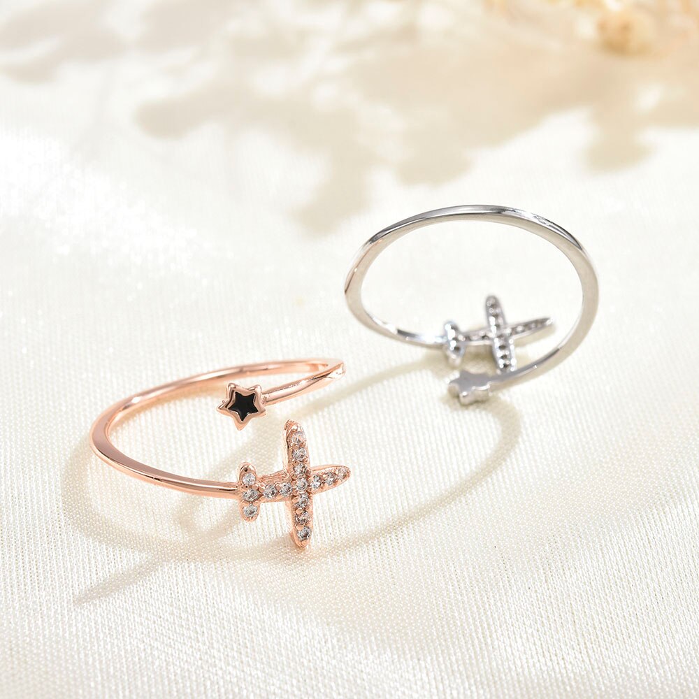 Bague en Zircon incrusté, anneau mignon, ajustable, Double couche, de saint-valentin, tendance