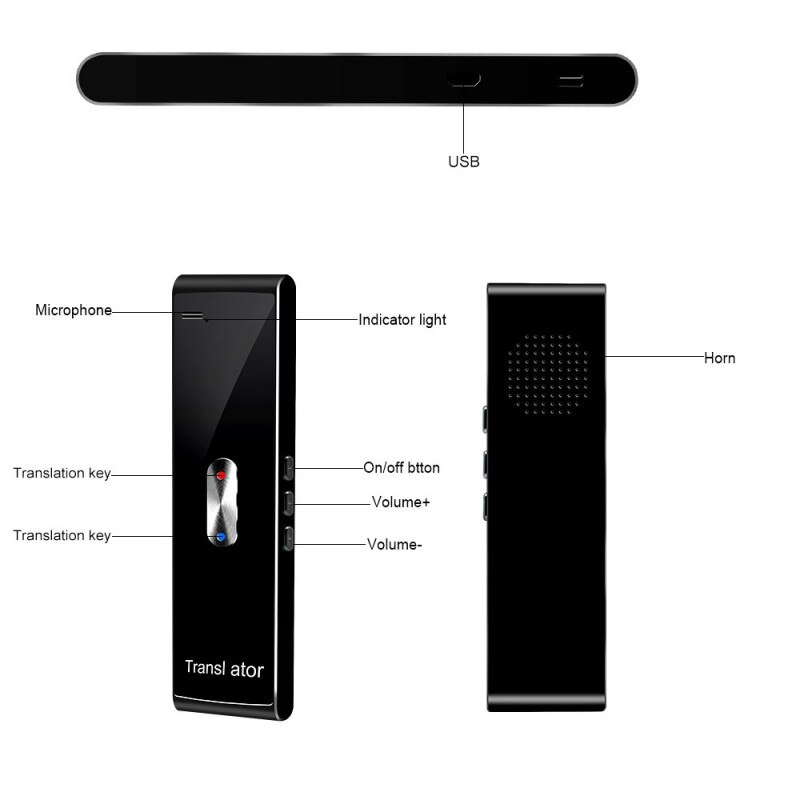 T8s mini pocket instant voice vertaler meertalige vertaling bluetooth vertaler