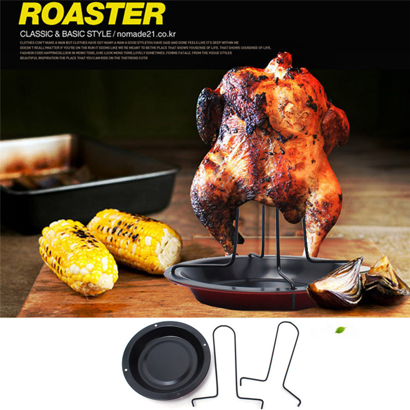 Grilled Chicken Rack Chicken Duck Holder Rack Grill Stand Roasting For BBQ Rib Non Stick Carbon Steel Supplies #0727