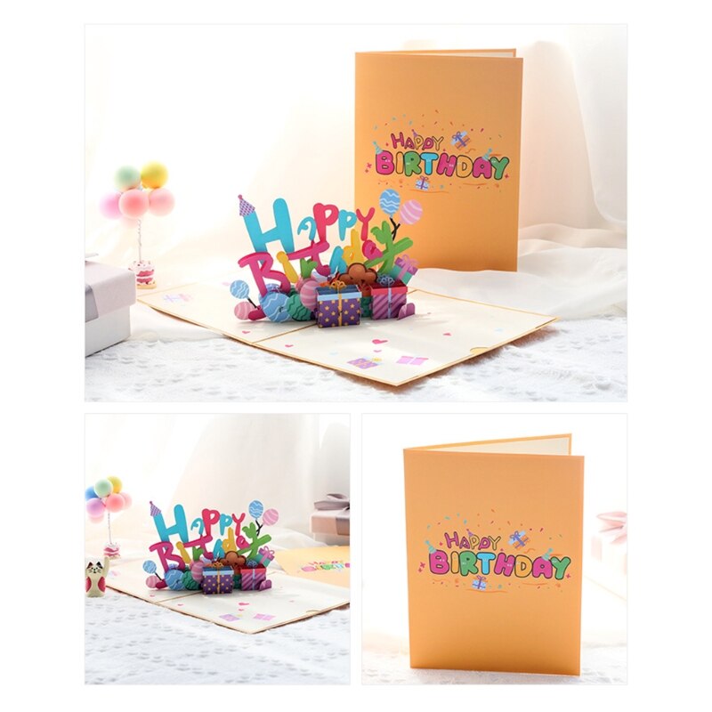 Great Cards Presents for Families Partner Classmates Birthday Greeting Small Kits 3D Greet Cards 15cm Width