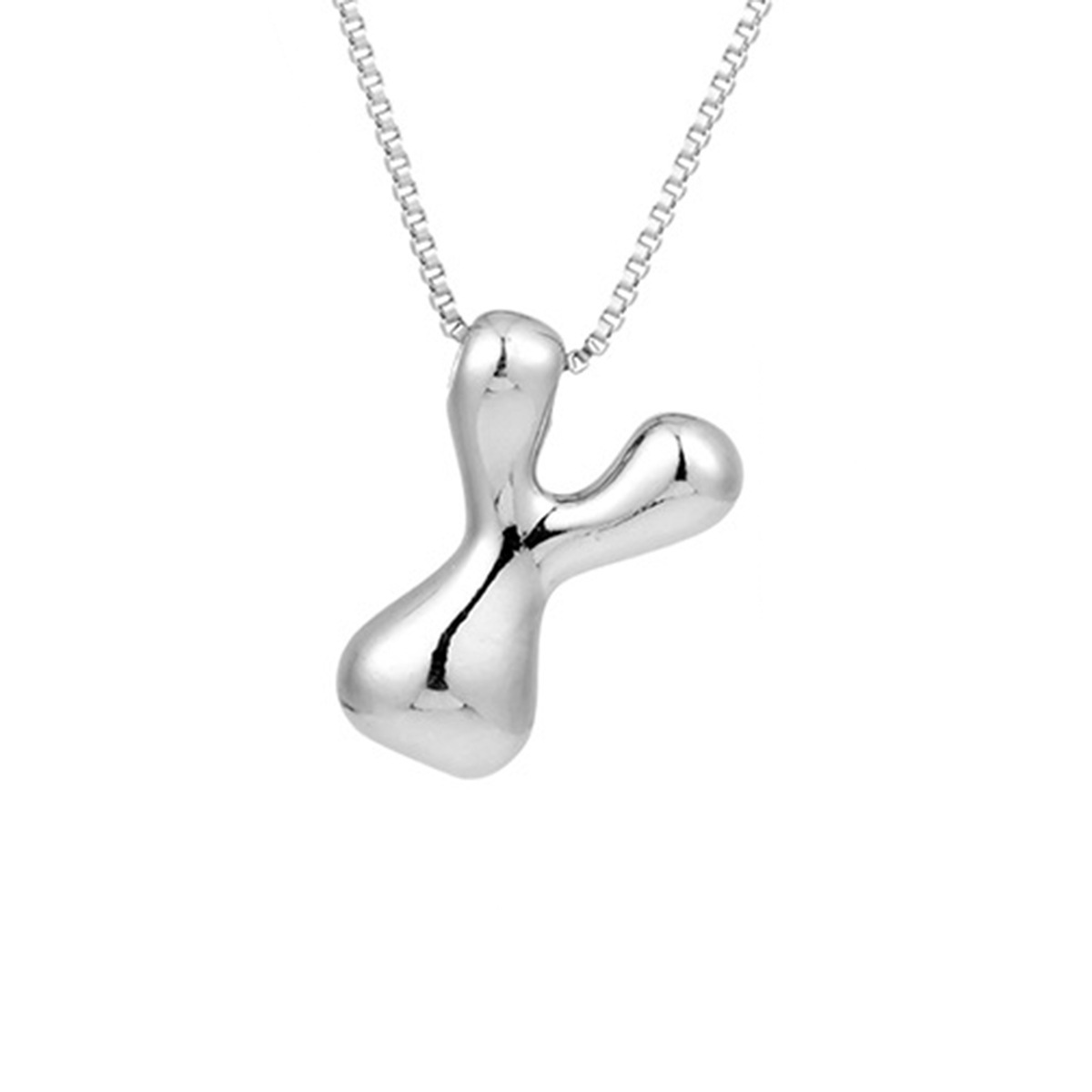 Delicate Chunky Balloon 26 Letter Necklace Bubble Initial Alphabet Pendant Box Chain Choker Stainless Steel Gold Plated Jewelry