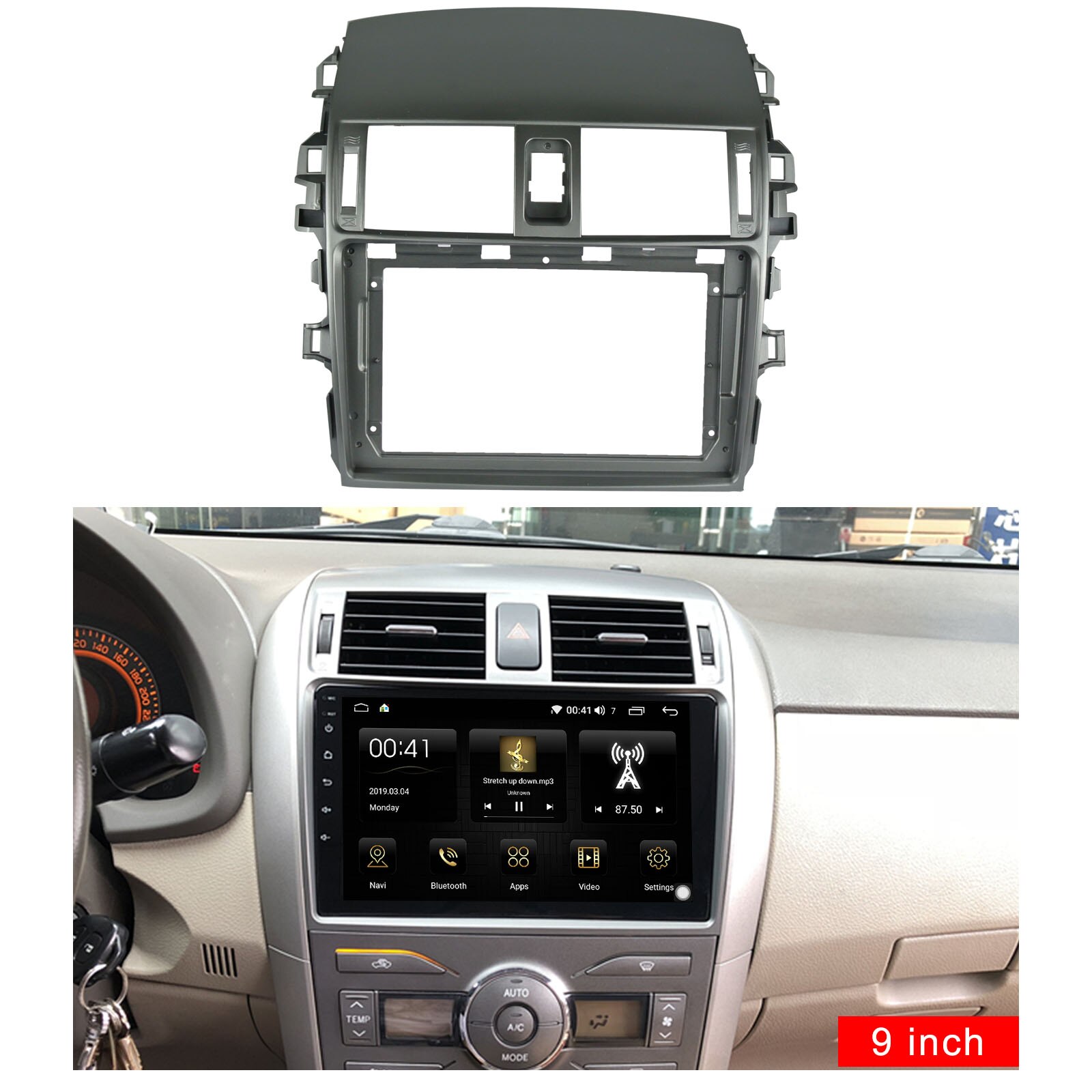 9 pulgadas 2din Car Radio Fascia para TOYOTA Corolla Altis doble Din coche Dvd marco adaptador Panel Dash montaje instalación