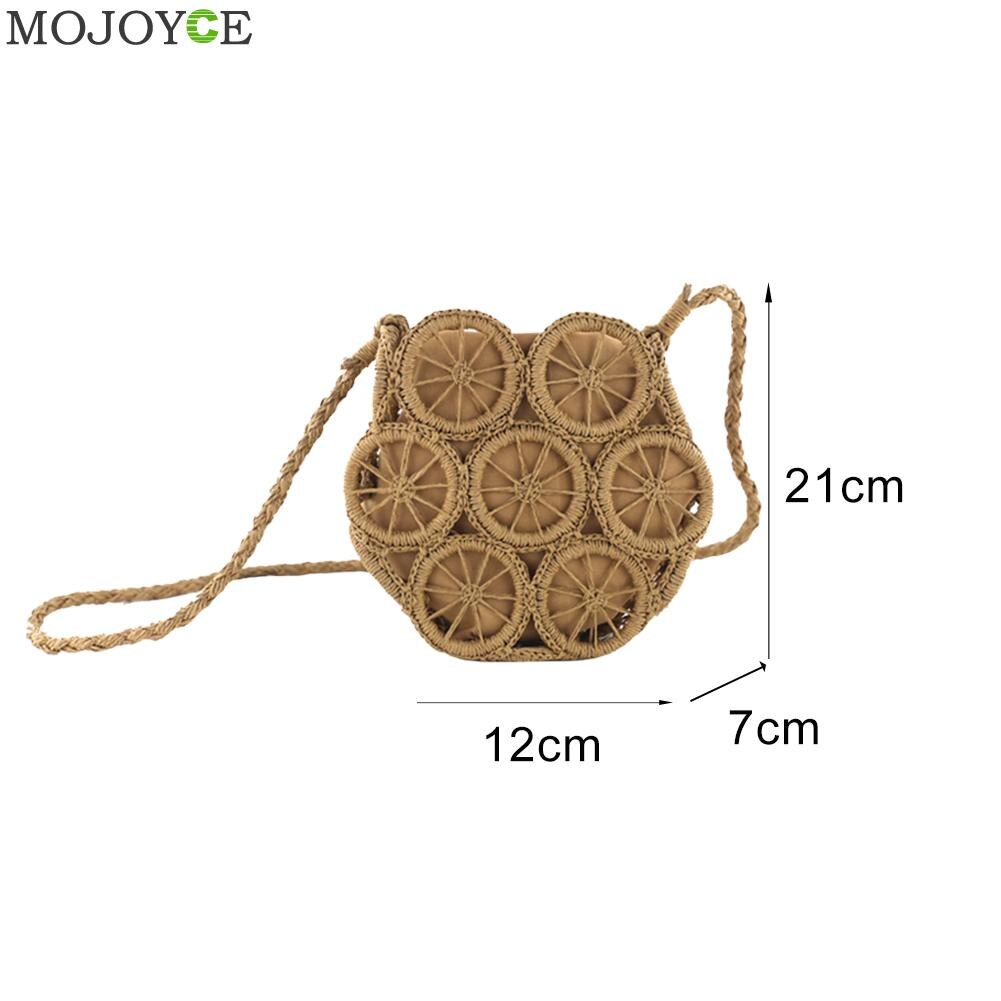Casual Rattan Shoulder Messenger Bags Straw Handbags Big Capacity Handmae Summer Totes Lady Round Bohemian Beach Travel Purse