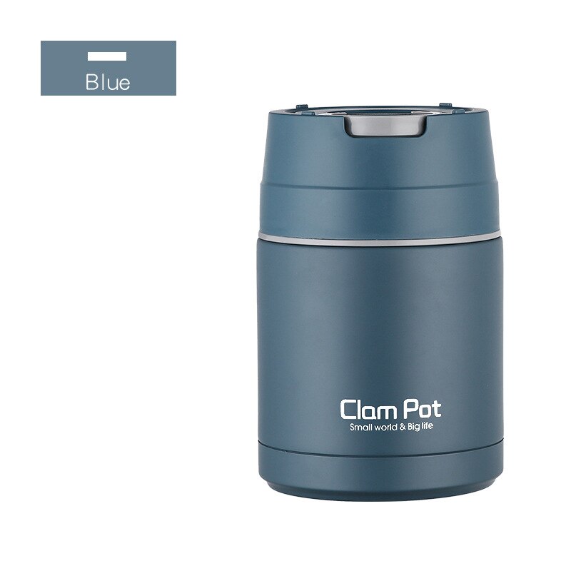 Frasco grande de alimentos aislado al vacío con cuchara, contenedores de termo para sopa con asa, contenedor de conservación de alimentos de doble capa de 800 ml: Blue