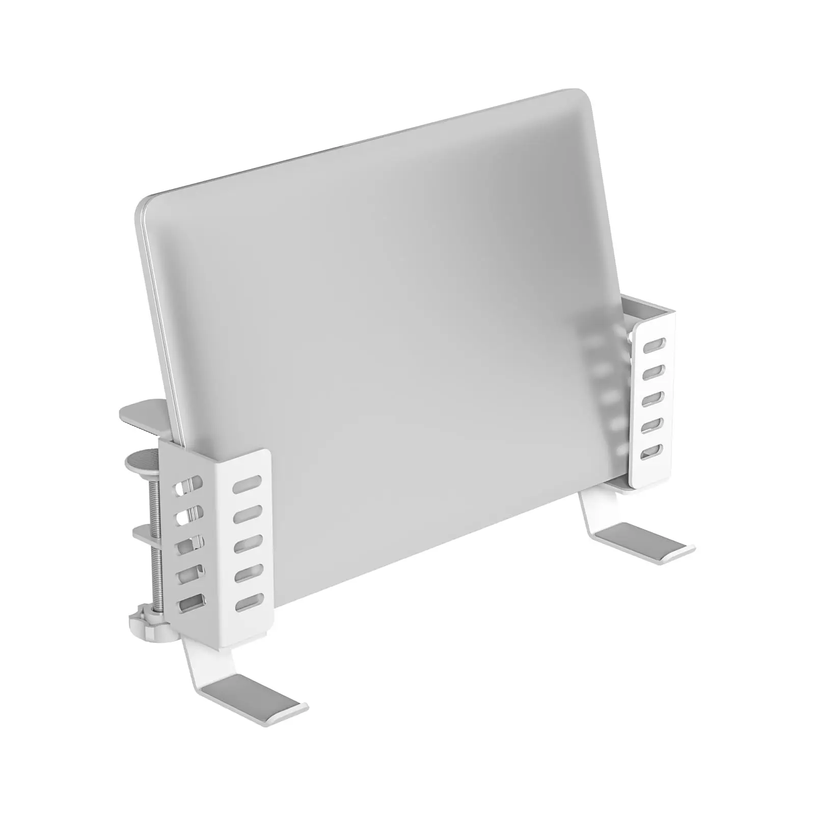 Almacenamiento lateral de escritorio Organizador de escritorio colgante de 2 niveles sin taladro, soporte para computadora portátil debajo del escritorio de acero de aleación, estante para documentos para oficina y hogar