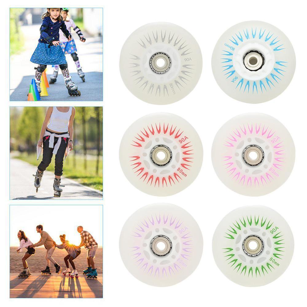 80mm rolo inline rodas de skate 4 pces led deslizante patinação durável roda substituição rollerblade luminoso piscando rolos h1y1
