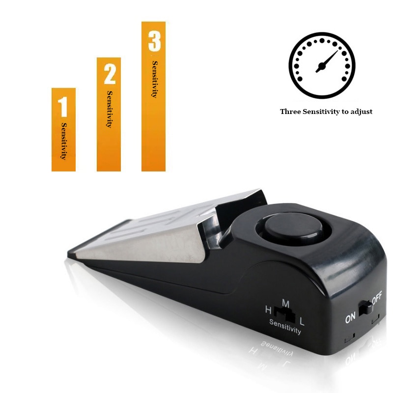 120dB Mini Wireless Vibration Alarm Door Stop Alarm for home Wedge Shaped Stopper Alert Security System Block Blocking System