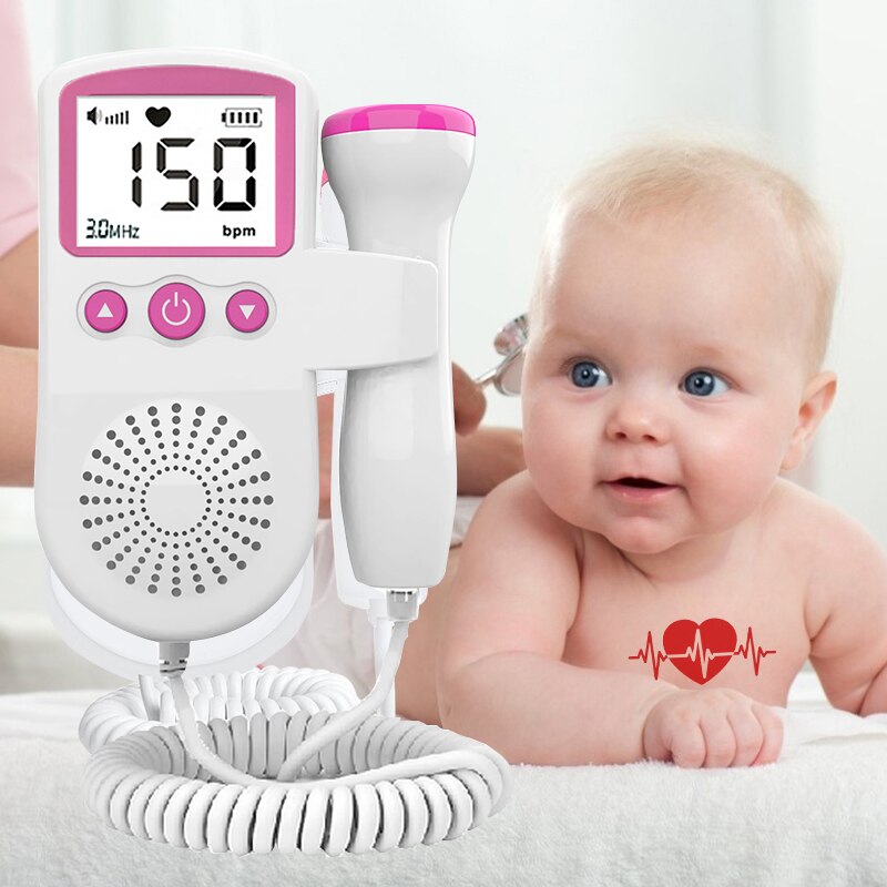 Doppler Fetal de 3,0 MHz para mujer embarazada, monitor de ritmo cardíaco Fetal, 9 semanas después, altavoz incorporado